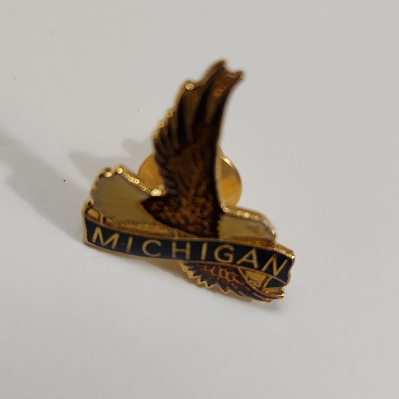 Vintage Michigan Soaring Eagle Enamel Lapel Pin - Picture 2 of 7